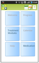 Main menu of the phone app